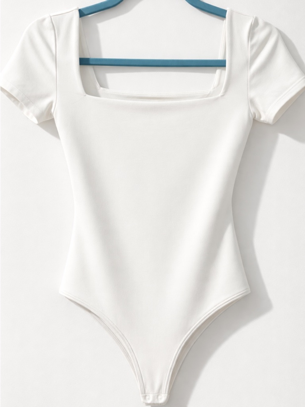 Aritzia Contour White Square-Neck Short Sleeve Bodysuit